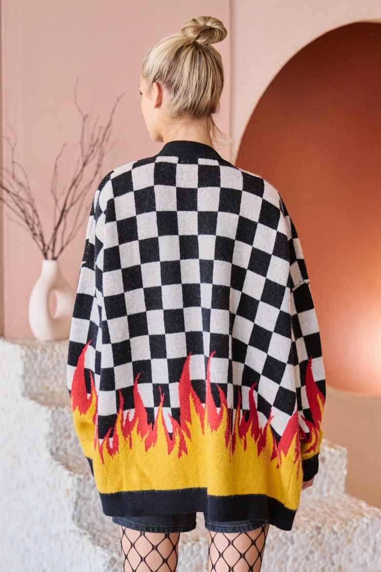 Checkered Flame Cardigan