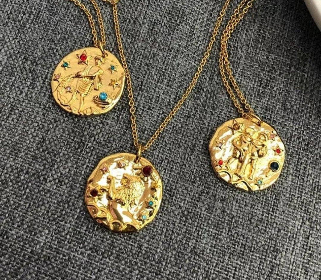 18k Gold Horoscope Signs : Gemini Necklace