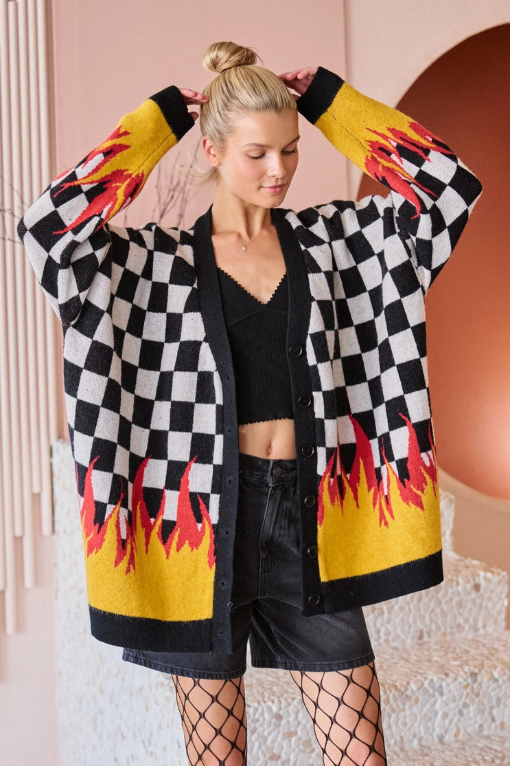 Checkered Flame Cardigan
