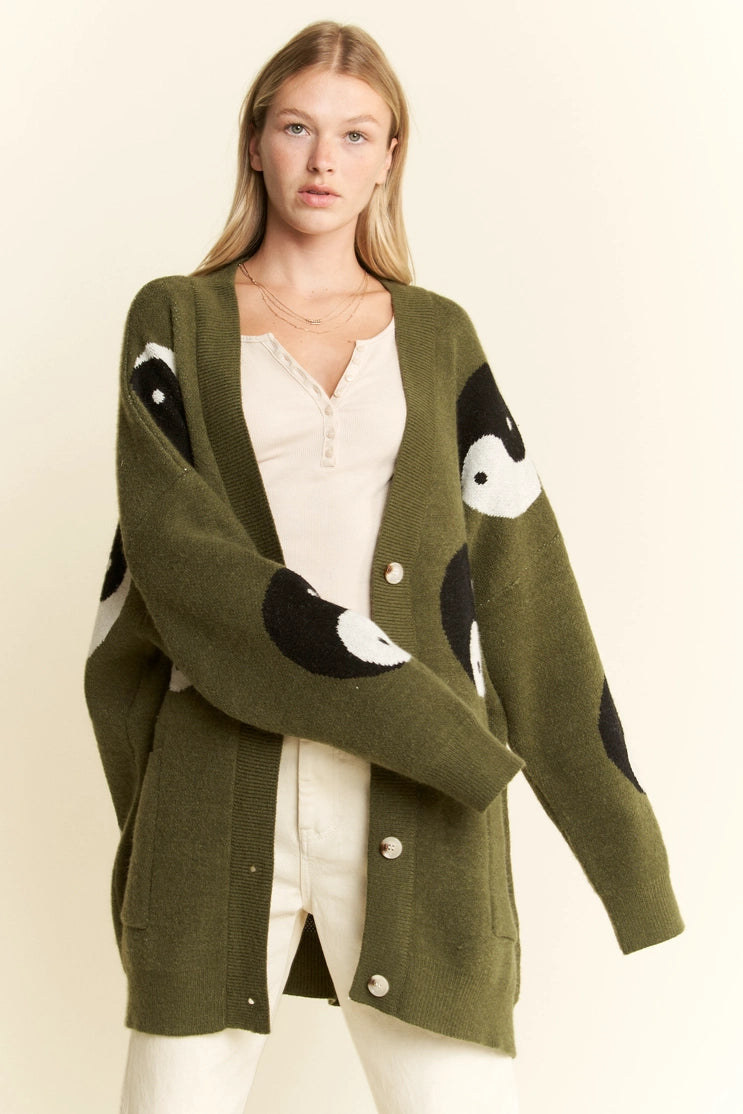 Olive Yin-Yang Oversized Sweater