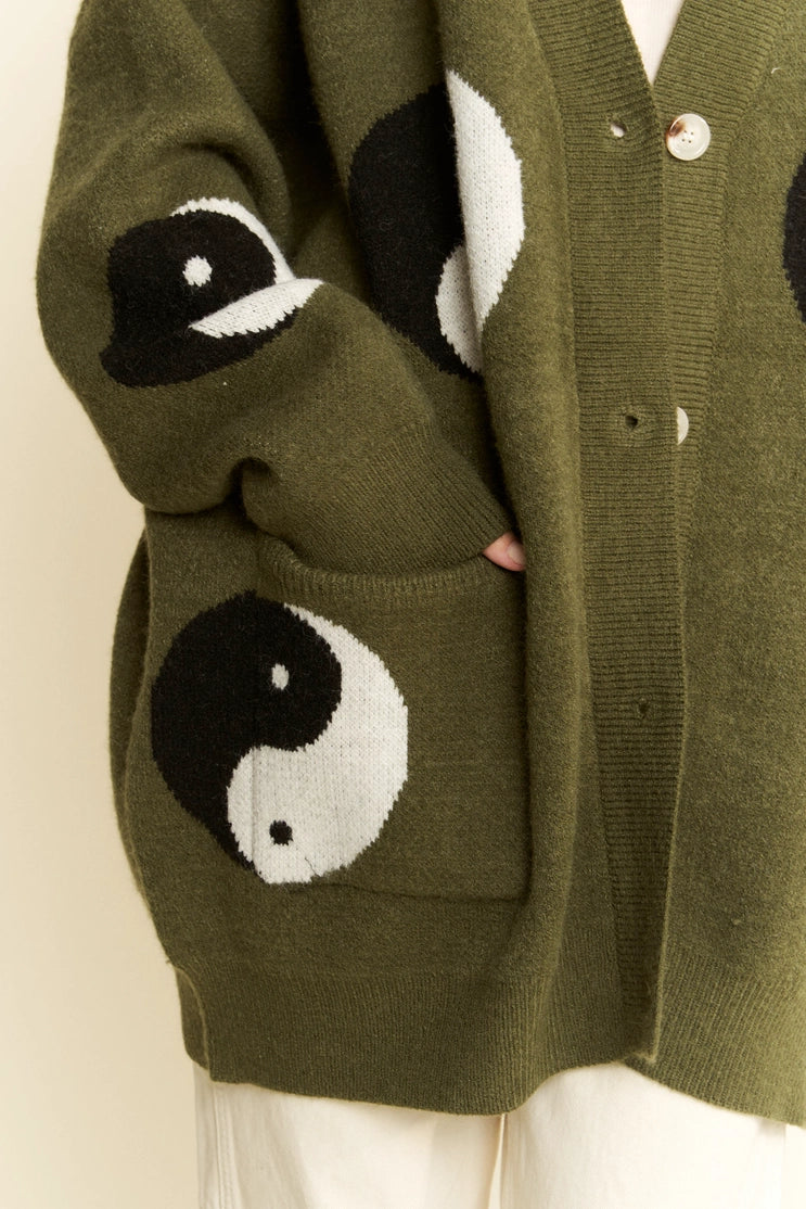 Olive Yin-Yang Oversized Sweater