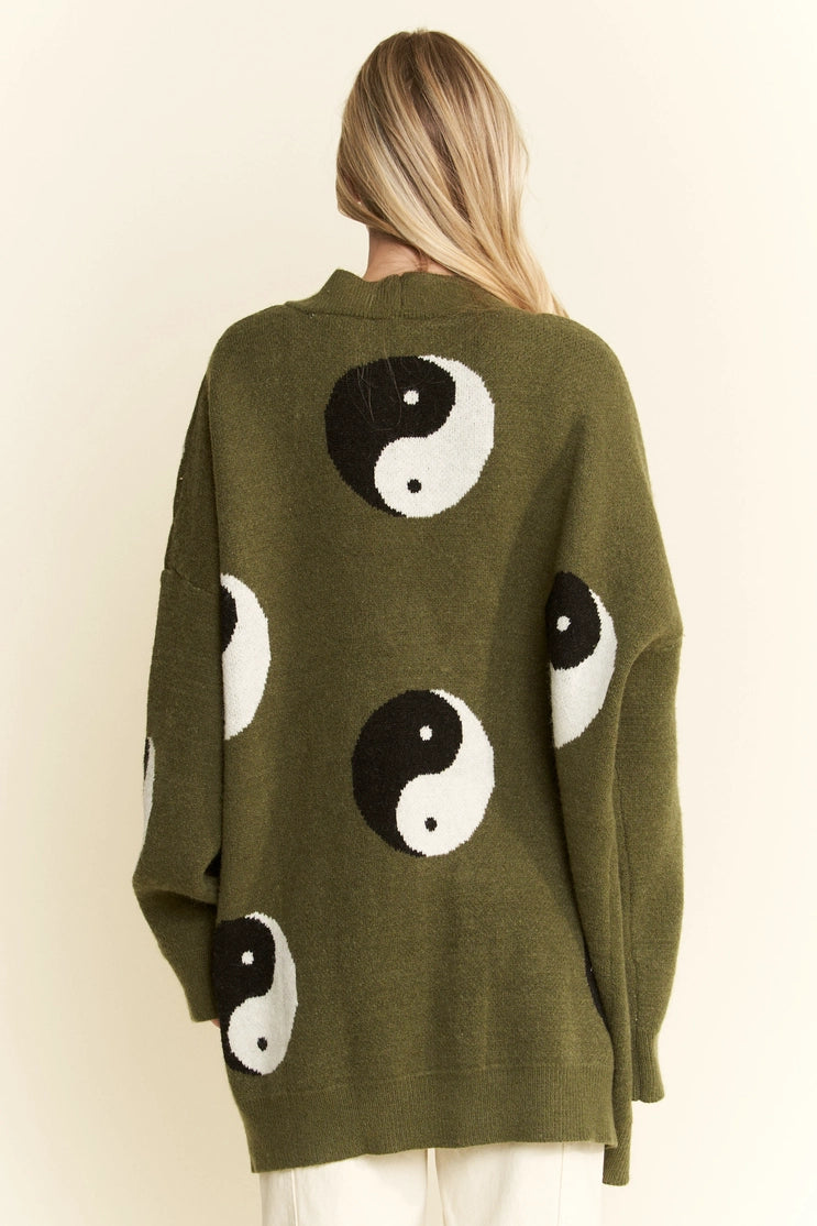 Olive Yin-Yang Oversized Sweater
