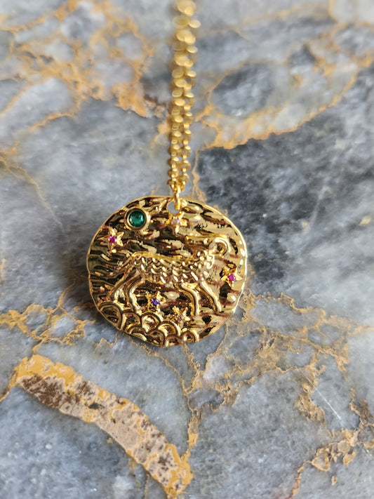 18k Gold Horoscope Signs : Aries Necklace