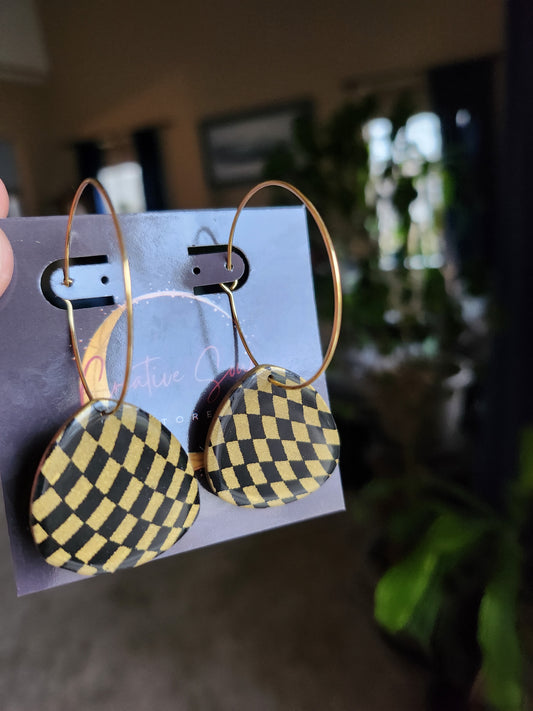Black and gold checker hoops
