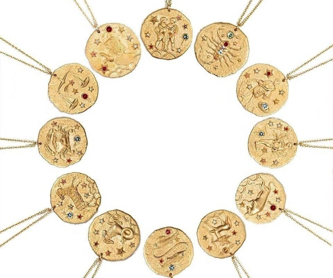 18k Gold Horoscope Signs : Gemini Necklace