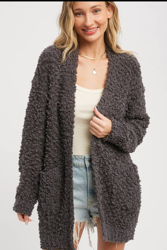 Fluffy Boucle Sweater - charcoal